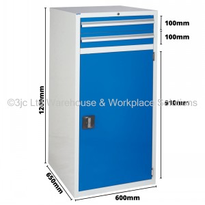 Euroslide Storage Cabinet 2 Drawer & Cupboard 1200mm